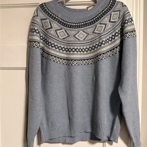 Weatherproof Blue and Cream Patterned Sweater